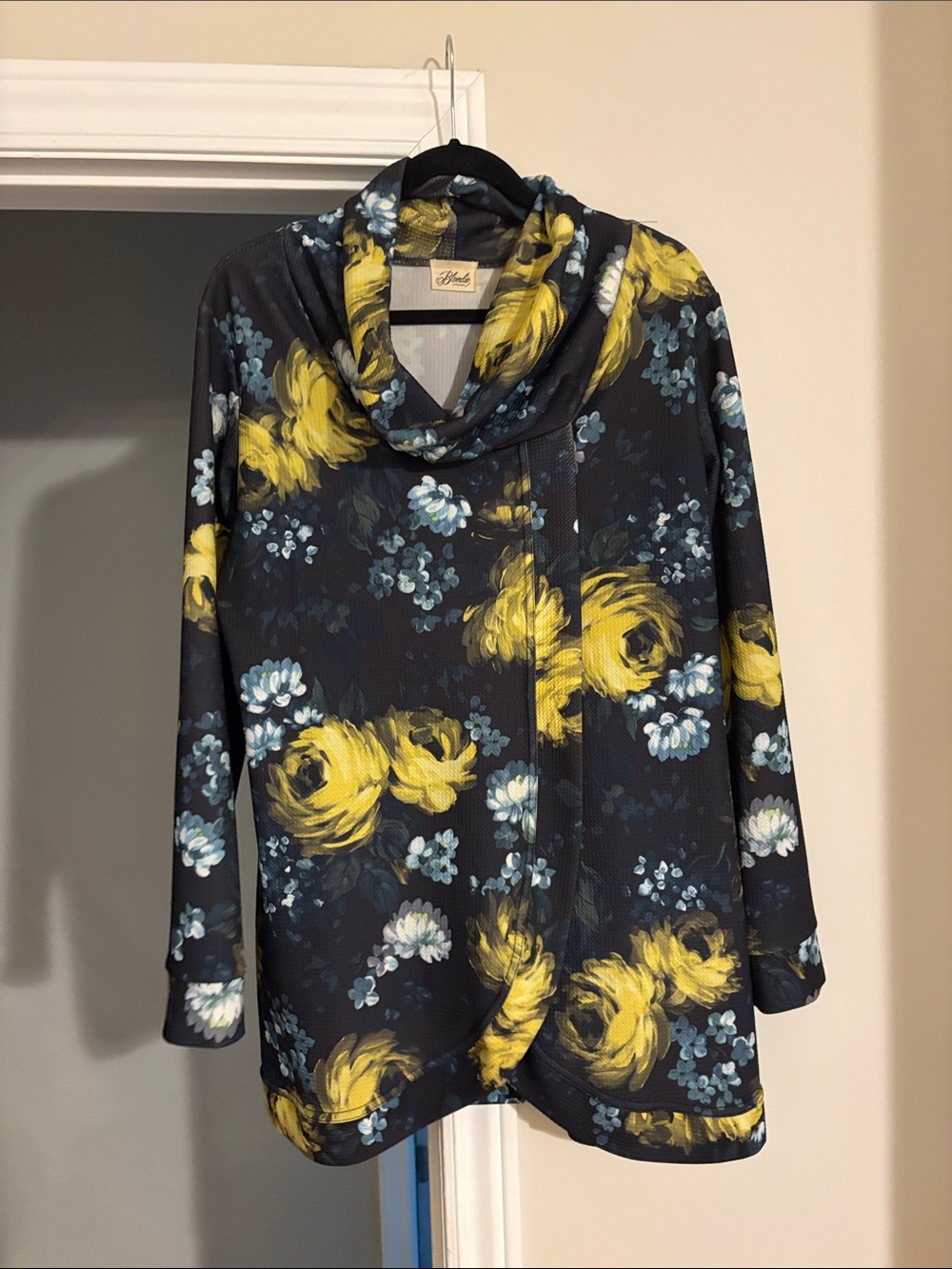 Yellow Floral Cowl Neck Tunic Top - Women